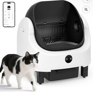 Automatic Self-Cleaning Cat Litter Box - Black and White